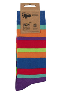 Mens and Women's 1 Pair Shared Earth Fair Trade Bright Stripes Bamboo Socks