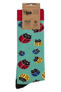 Mens and Women's 1 Pair Shared Earth Fair Trade Ladybirds Bamboo Socks