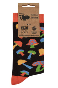 Mens and Women's 1 Pair Shared Earth Fair Trade Magic Mushroom Bamboo Socks