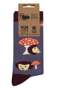 Mens and Women's 1 Pair Shared Earth Fair Trade Hedgehog Bamboo Socks