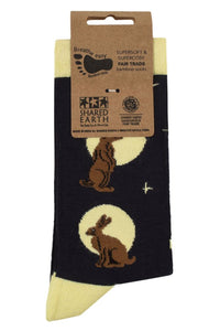 Mens and Women's 1 Pair Shared Earth Fair Trade Hares and Moon Bamboo Socks