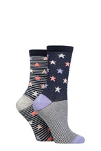 Load image into Gallery viewer, Ladies 2 Pair Charnos Star and Stripe Bamboo Socks