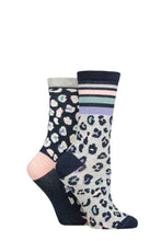 Load image into Gallery viewer, Ladies 2 Pair Charnos Animal and Stripe Bamboo Socks
