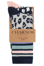 Load image into Gallery viewer, Ladies 2 Pair Charnos Animal and Stripe Bamboo Socks