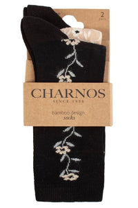 Ladies 2 Pair Charnos Floral Bamboo Socks