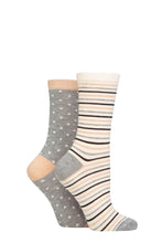 Load image into Gallery viewer, Ladies 2 Pair Charnos Spot and Stripe Bamboo Socks