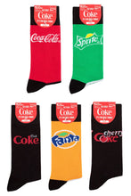 Load image into Gallery viewer, Mens and Ladies 5 Pair Coca-Cola, Diet Coke, Fanta, Sprite and Cherry Coke Socks