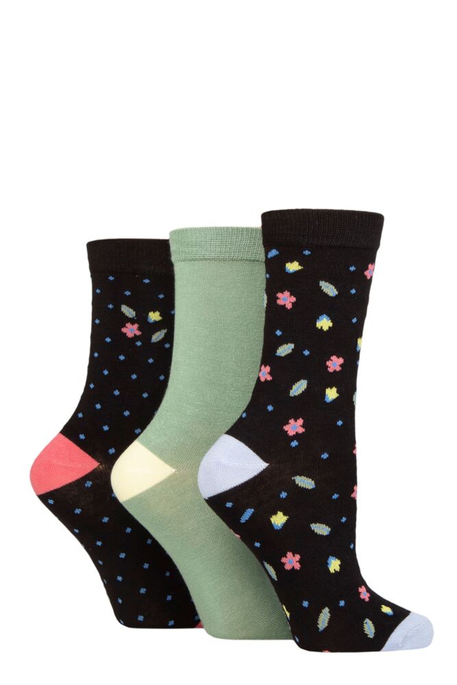 Ladies 3 Pair Glenmuir Patterned Bamboo Socks