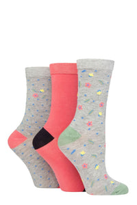 Ladies 3 Pair Glenmuir Patterned Bamboo Socks