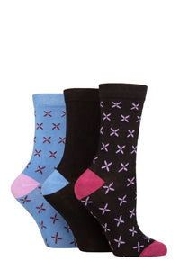 Ladies 3 Pair Glenmuir Patterned Bamboo Socks