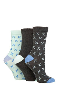 Ladies 3 Pair Glenmuir Patterned Bamboo Socks