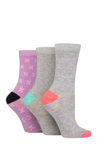 Ladies 3 Pair Glenmuir Patterned Bamboo Socks