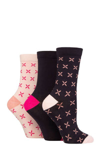 Ladies 3 Pair Glenmuir Patterned Bamboo Socks