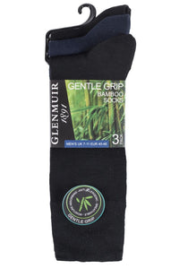 Mens 3 Pair Glenmuir Plain Comfort Cuff Socks