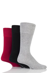 Mens 3 Pair Glenmuir Plain Comfort Cuff Socks