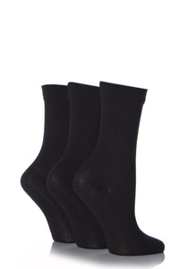 Ladies 3 Pair SOCKSHOP Gentle Bamboo Socks with Smooth Toe Seams in Plains and Stripes