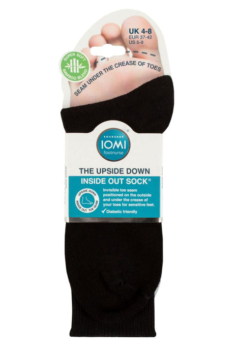 Ladies 1 Pair SOCKSHOP Iomi Footnurse Inside Out Upside Down Diabetic Bamboo Socks