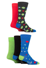 Load image into Gallery viewer, Mens 5 Pair SOCKSHOP Wildfeet Bamboo Spots and Stripes Socks