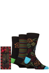 Mens 3 Pair SOCKSHOP Wildfeet Bamboo Christmas Socks in Red Check Gift Box