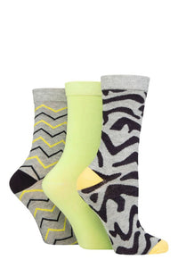 Ladies 3 Pair SOCKSHOP Wildfeet Patterned Bamboo Socks