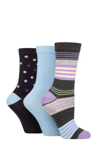 Ladies 3 Pair SOCKSHOP Wildfeet Patterned Bamboo Socks