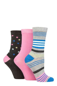 Ladies 3 Pair SOCKSHOP Wildfeet Patterned Bamboo Socks