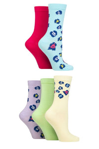 Ladies 5 Pair SOCKSHOP Wildfeet Patterned Bamboo Socks