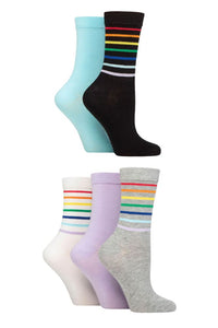 Ladies 5 Pair SOCKSHOP Wildfeet Patterned Bamboo Socks