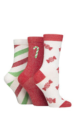 Load image into Gallery viewer, Ladies 3 Pair SOCKSHOP Wildfeet Christmas Patterned Bamboo Socks