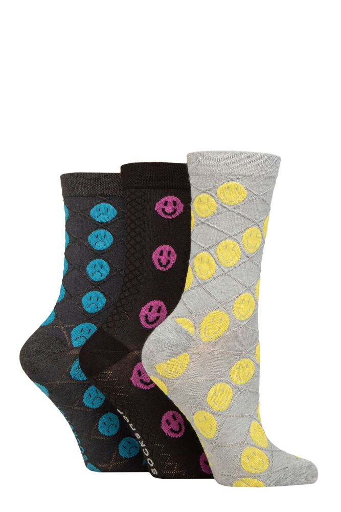 Ladies 3 Pair SOCKSHOP Patterned Pelerine Bamboo Socks