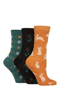 Ladies 3 Pair SOCKSHOP Patterned Pelerine Bamboo Socks