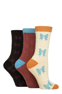 Ladies 3 Pair SOCKSHOP Patterned Pelerine Bamboo Socks