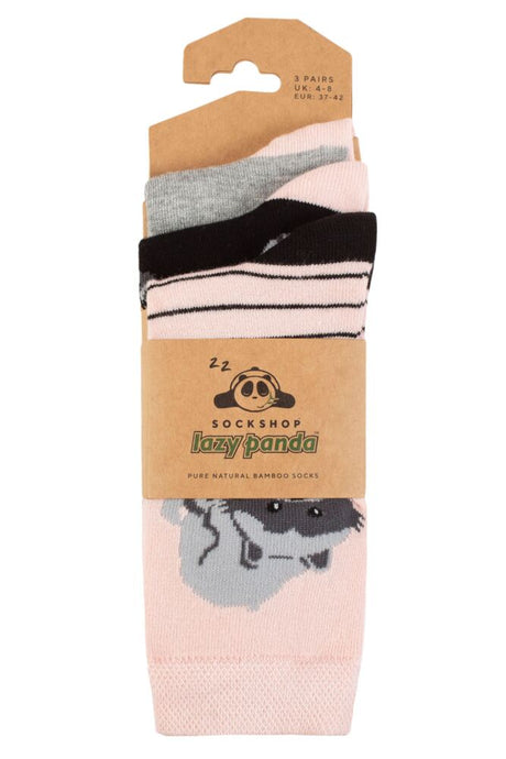 Ladies 3 Pair SOCKSHOP Lazy Panda Novelty Bamboo Socks