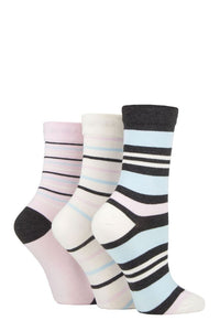 Ladies 3 Pair SOCKSHOP Gentle Bamboo Socks with Smooth Toe Seams in Plains and Stripes