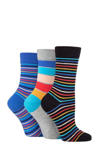Ladies 3 Pair SOCKSHOP Gentle Bamboo Socks with Smooth Toe Seams in Plains and Stripes