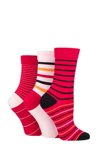 Ladies 3 Pair SOCKSHOP Gentle Bamboo Socks with Smooth Toe Seams in Plains and Stripes