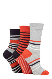 Ladies 3 Pair SOCKSHOP Gentle Bamboo Socks with Smooth Toe Seams in Plains and Stripes