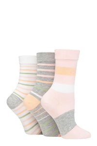 Ladies 3 Pair SOCKSHOP Gentle Bamboo Socks with Smooth Toe Seams in Plains and Stripes
