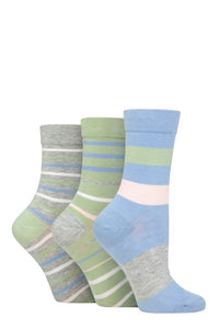 Ladies 3 Pair SOCKSHOP Gentle Bamboo Socks with Smooth Toe Seams in Plains and Stripes