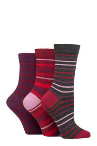 Ladies 3 Pair SOCKSHOP Gentle Bamboo Socks with Smooth Toe Seams in Plains and Stripes