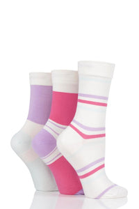 Ladies 3 Pair SOCKSHOP Gentle Bamboo Socks with Smooth Toe Seams in Plains and Stripes