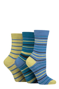 Ladies 3 Pair SOCKSHOP Gentle Bamboo Socks with Smooth Toe Seams in Plains and Stripes