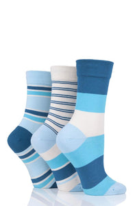 Ladies 3 Pair SOCKSHOP Gentle Bamboo Socks with Smooth Toe Seams in Plains and Stripes