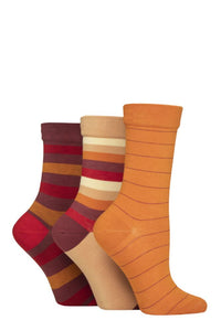 Ladies 3 Pair SOCKSHOP Gentle Bamboo Socks with Smooth Toe Seams in Plains and Stripes