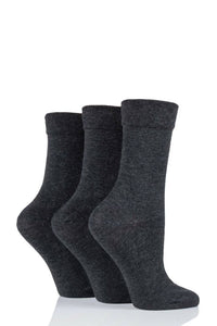Ladies 3 Pair SOCKSHOP Gentle Bamboo Socks with Smooth Toe Seams in Plains and Stripes