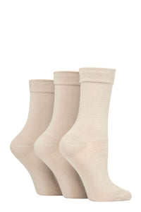 Ladies 3 Pair SOCKSHOP Gentle Bamboo Socks with Smooth Toe Seams in Plains and Stripes