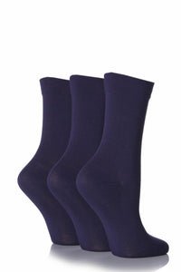 Ladies 3 Pair SOCKSHOP Gentle Bamboo Socks with Smooth Toe Seams in Plains and Stripes
