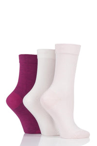 Ladies 3 Pair SOCKSHOP Gentle Bamboo Socks with Smooth Toe Seams in Plains and Stripes