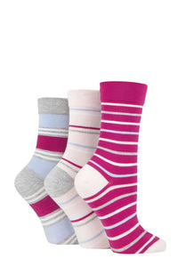 Ladies 3 Pair SOCKSHOP Gentle Bamboo Socks with Smooth Toe Seams in Plains and Stripes