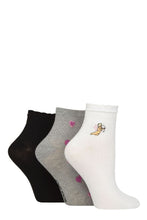 Load image into Gallery viewer, Ladies 3 Pair Elle Frill Welt Ribbed Bamboo Anklet Socks